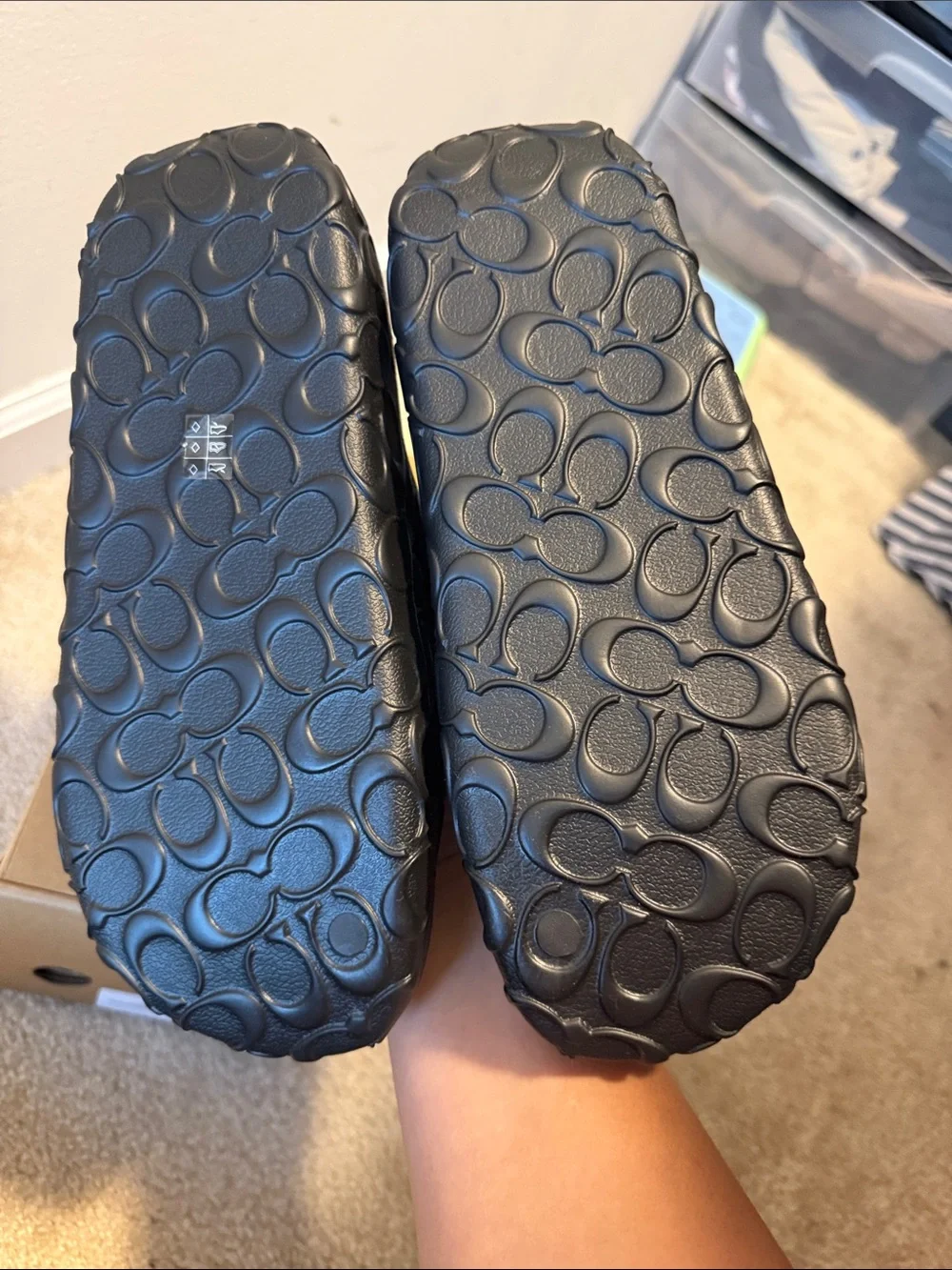 Coach Kids Black Logo-Embossed Slide Sandals